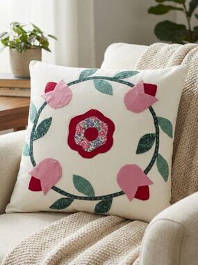 Appliqué Tulip Pillow for Décor 16”